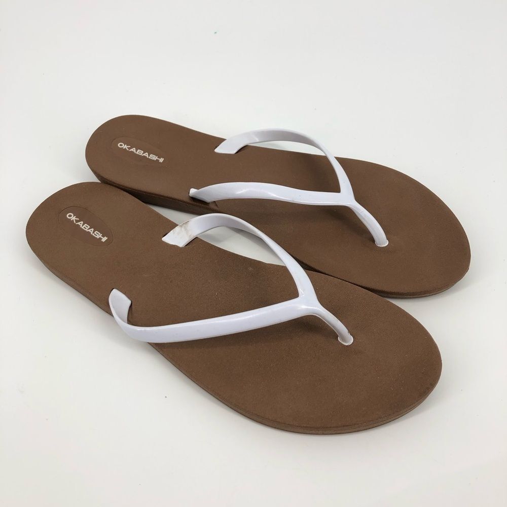 Okabashi‎ Flip Flops Womens 9 White Brown